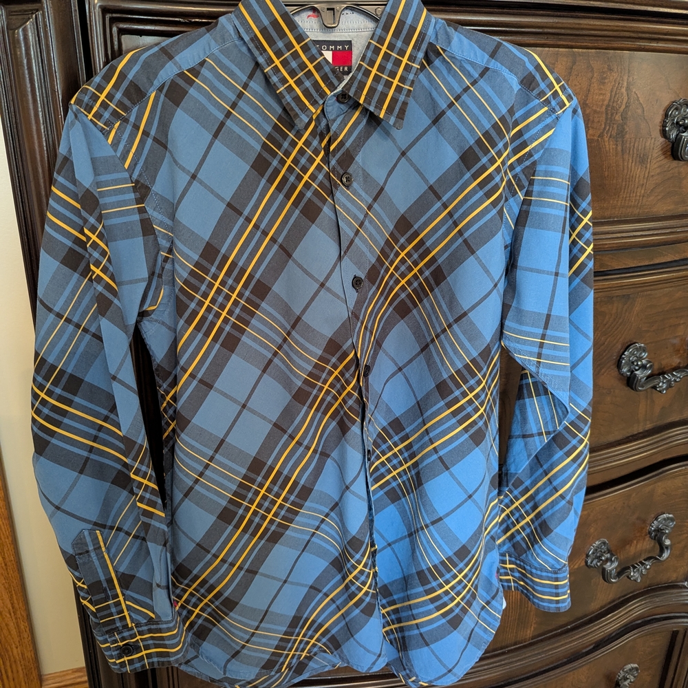 Tommy Hilfiger Blue and Yellow Plaid Shirt